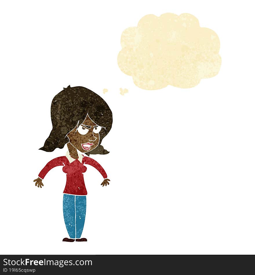 Cartoon Mean Woman With Thought Bubble