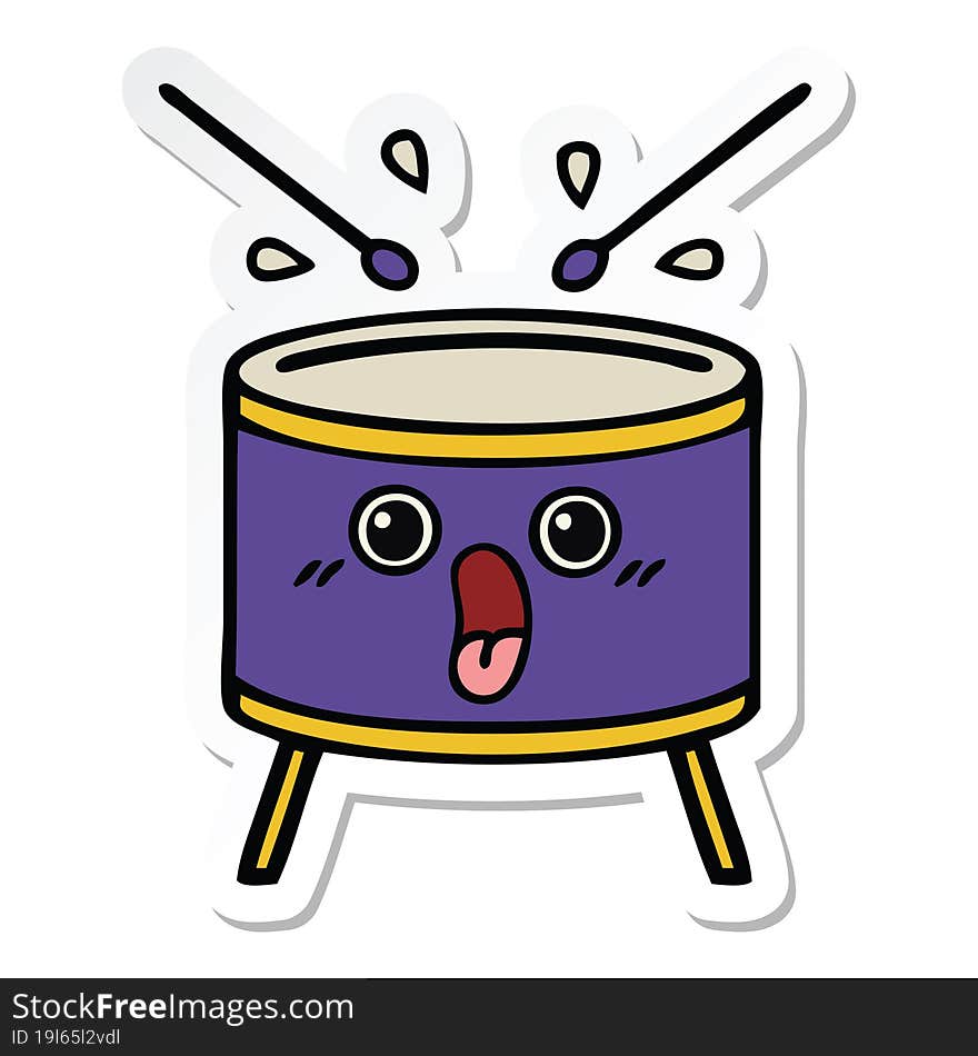 sticker of a cute cartoon drum