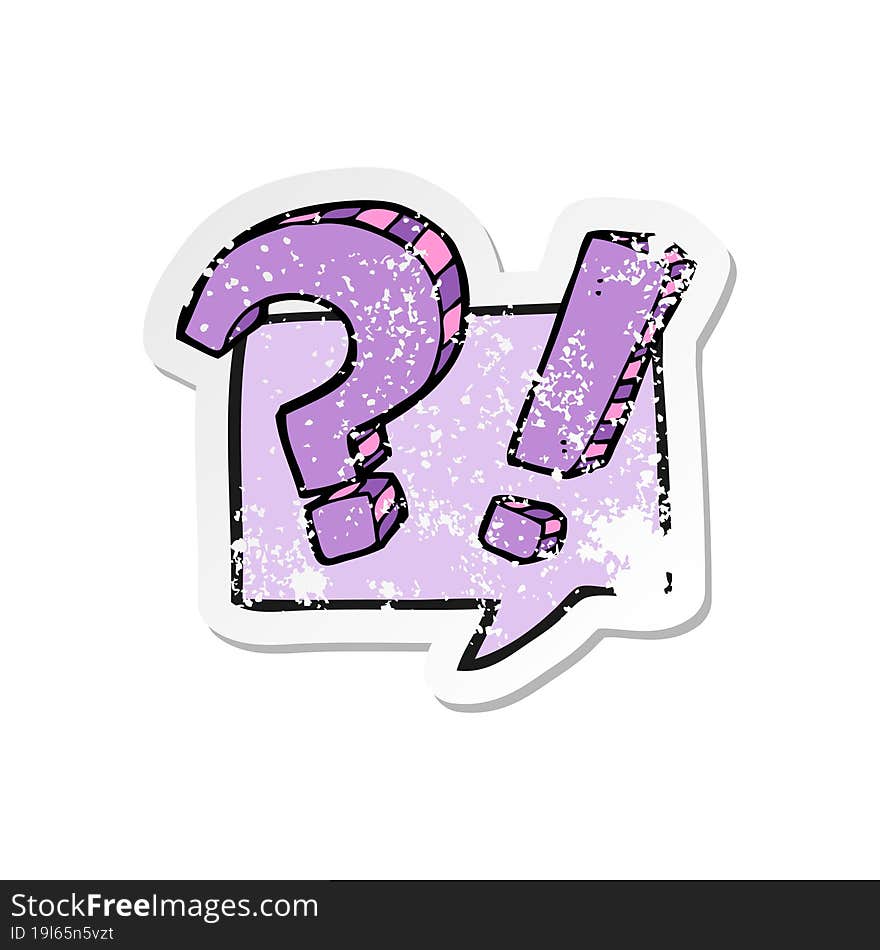 retro distressed sticker of a cartoon question speech bubble