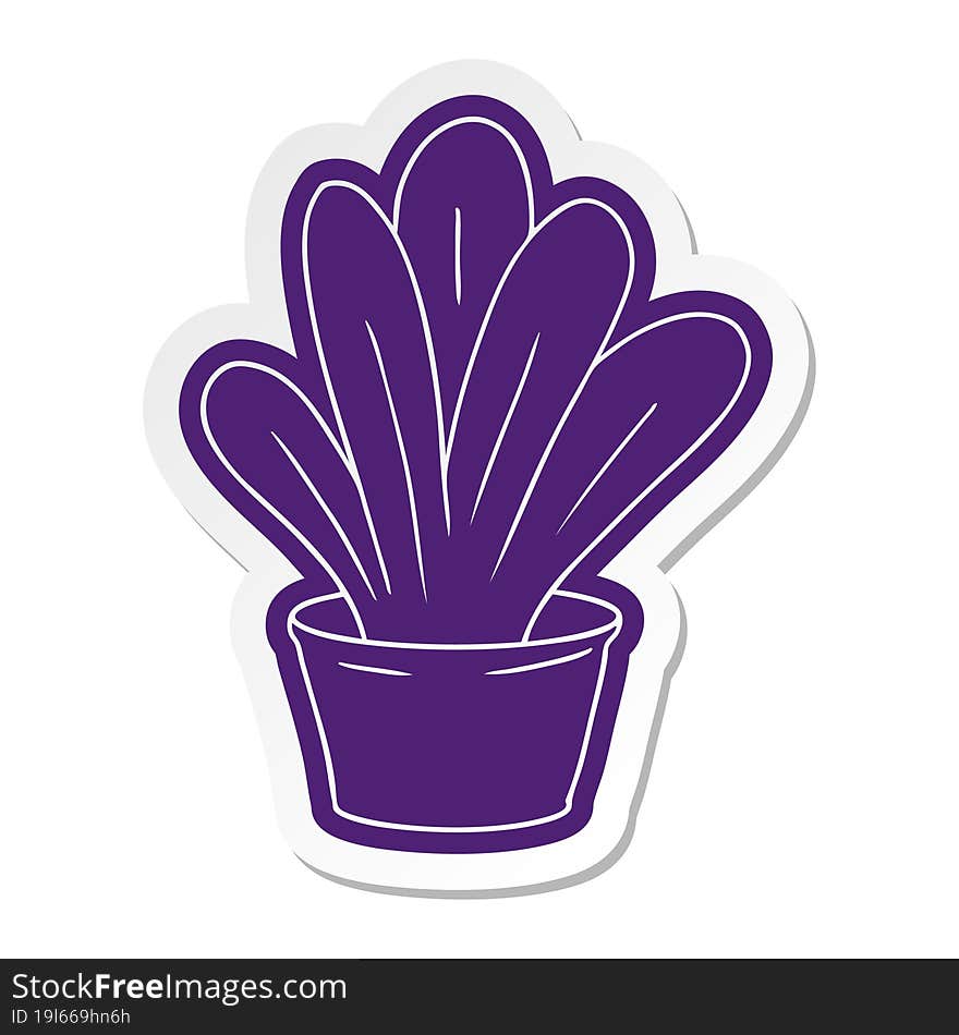 cartoon sticker of a green indoor plant