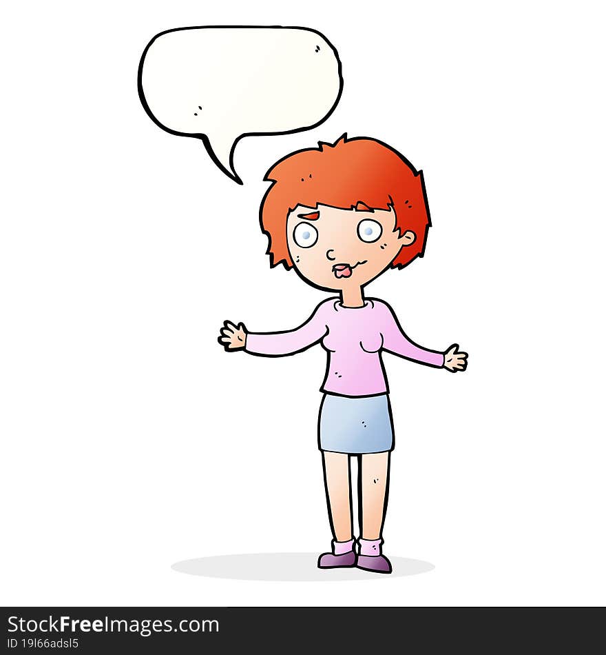 cartoon confused woman with speech bubble