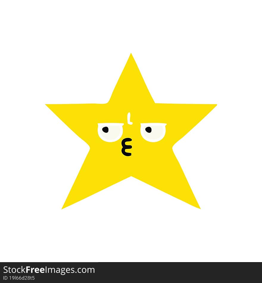 flat color retro cartoon gold star