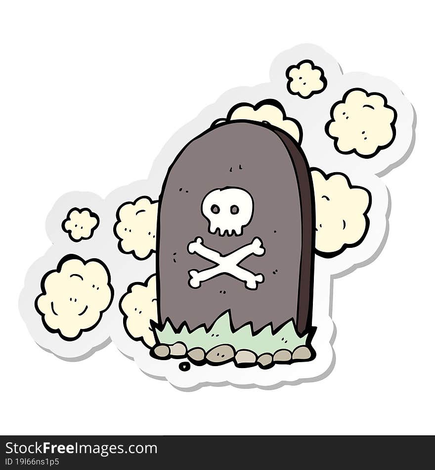 sticker of a cartoon grave