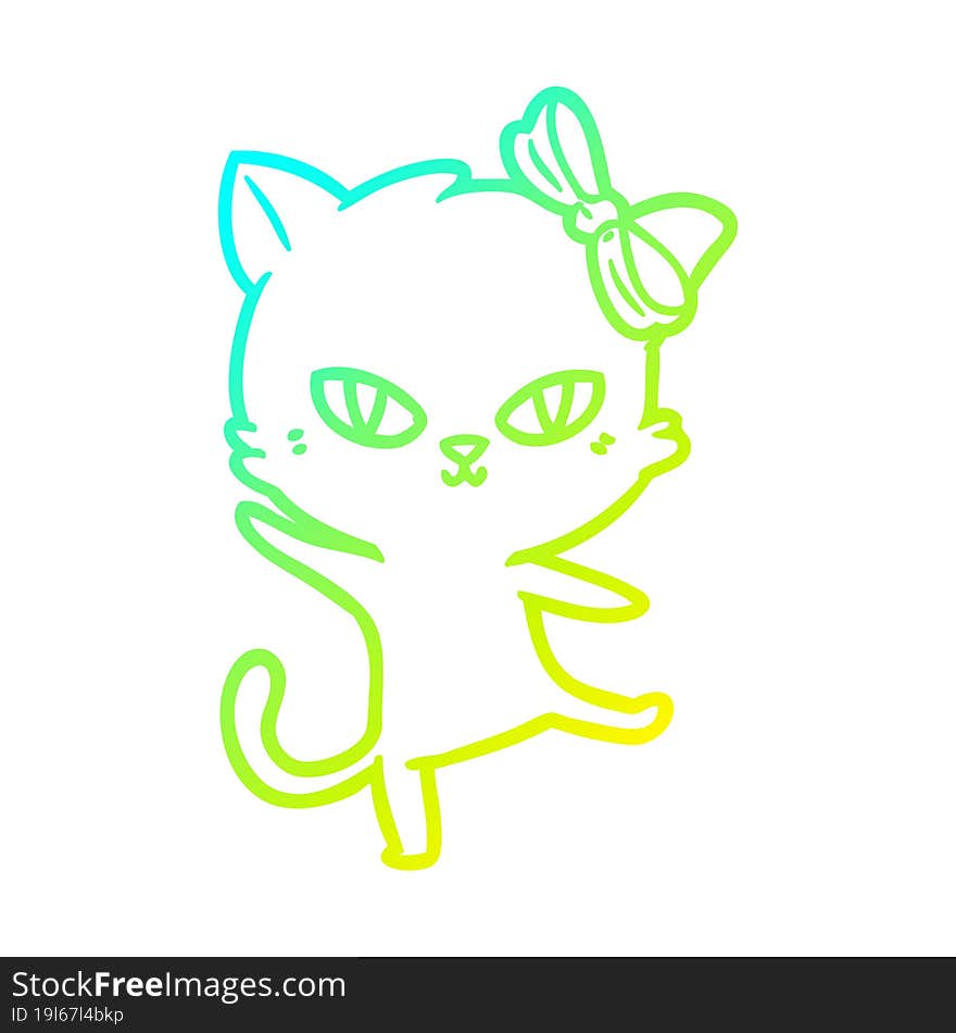 Cold Gradient Line Drawing Cute Cartoon Cat