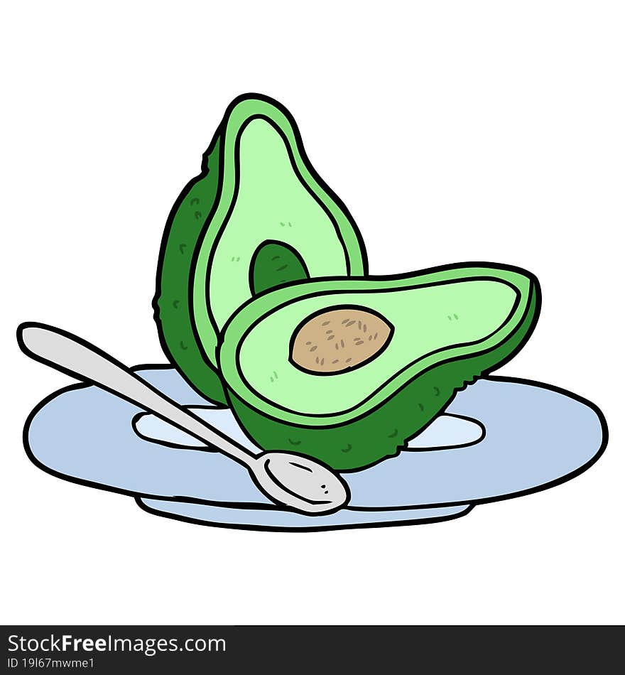 cartoon halved avocado. cartoon halved avocado