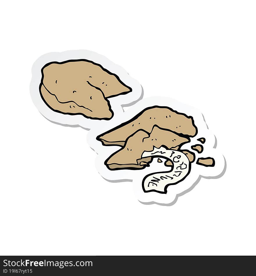 sticker of a cartoon fortune cookies