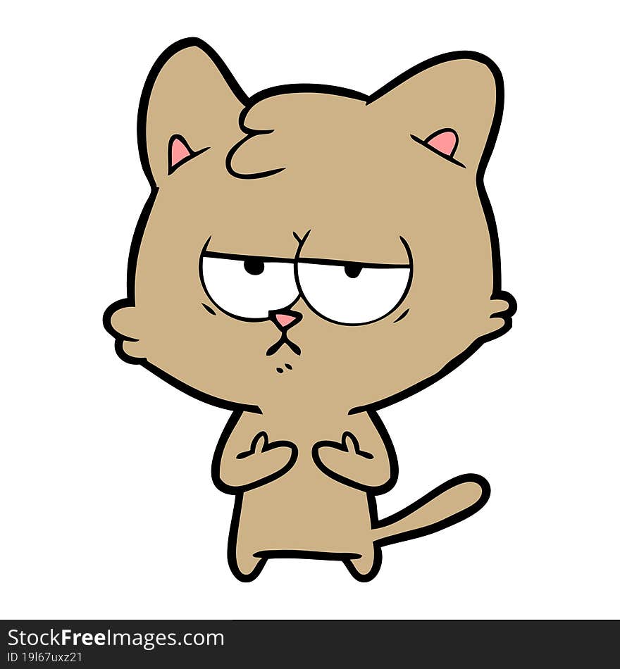 bored cartoon cat. bored cartoon cat