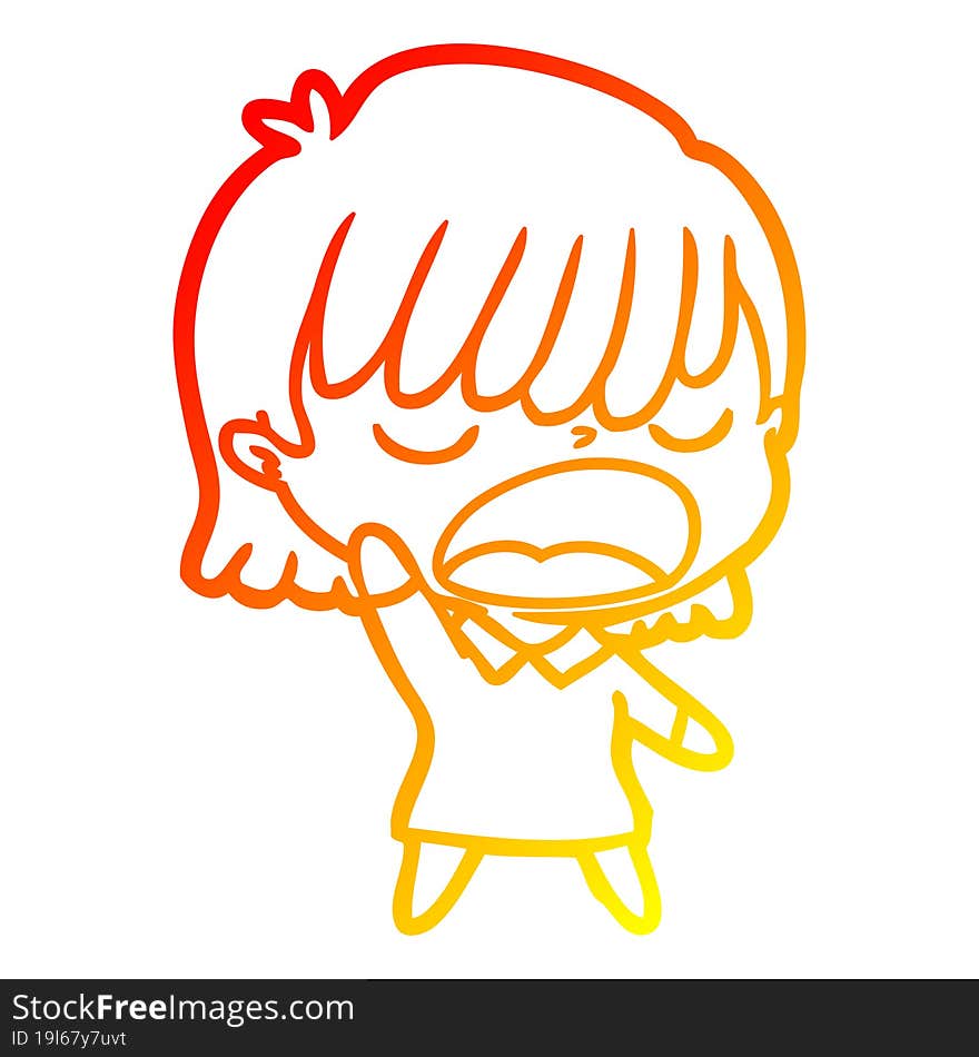 warm gradient line drawing cartoon woman talking loudly