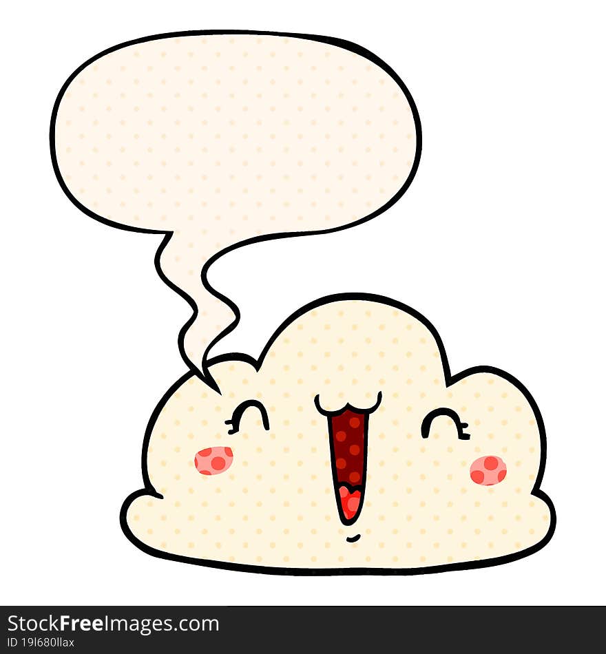 cartoon cloud and speech bubble in comic book style