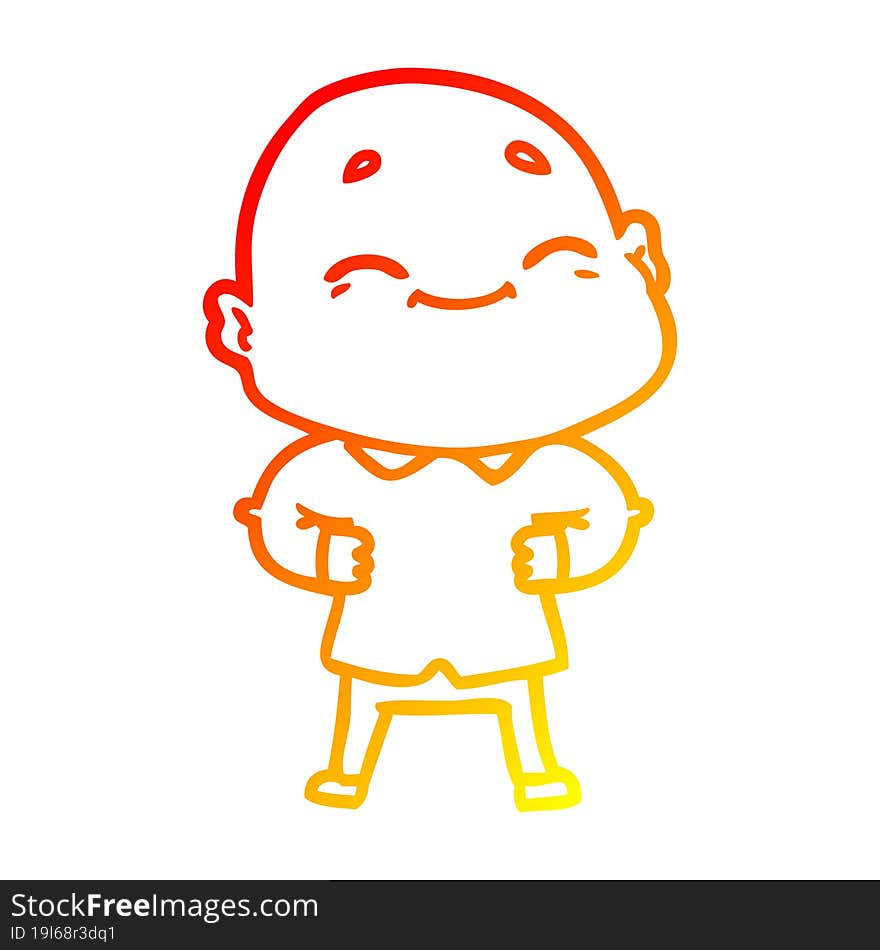 warm gradient line drawing cartoon happy bald man