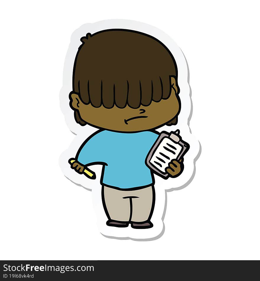 sticker of a cartoon boy with untidy hair