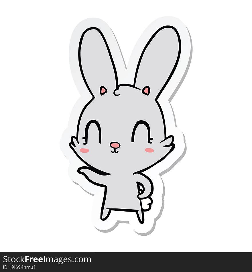 sticker of a cute cartoon rabbit