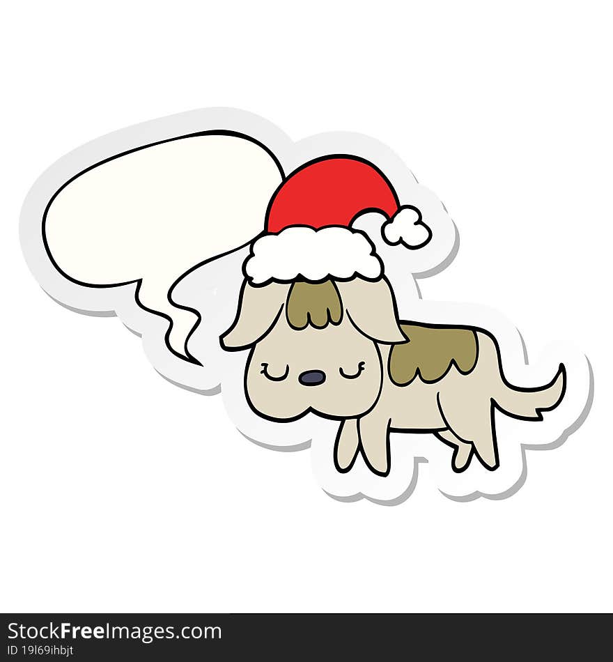 cute christmas dog and speech bubble sticker