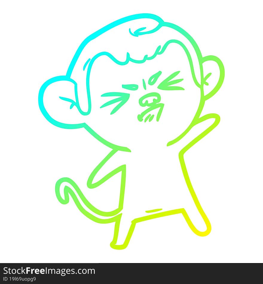 cold gradient line drawing cartoon annoyed monkey