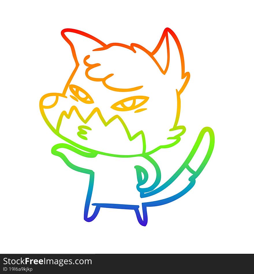 rainbow gradient line drawing clever cartoon fox