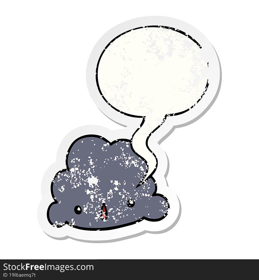 cartoon cloud and speech bubble distressed sticker