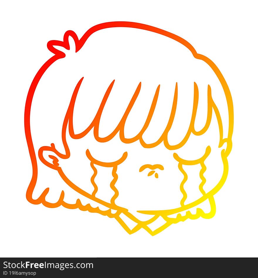 warm gradient line drawing cartoon female face