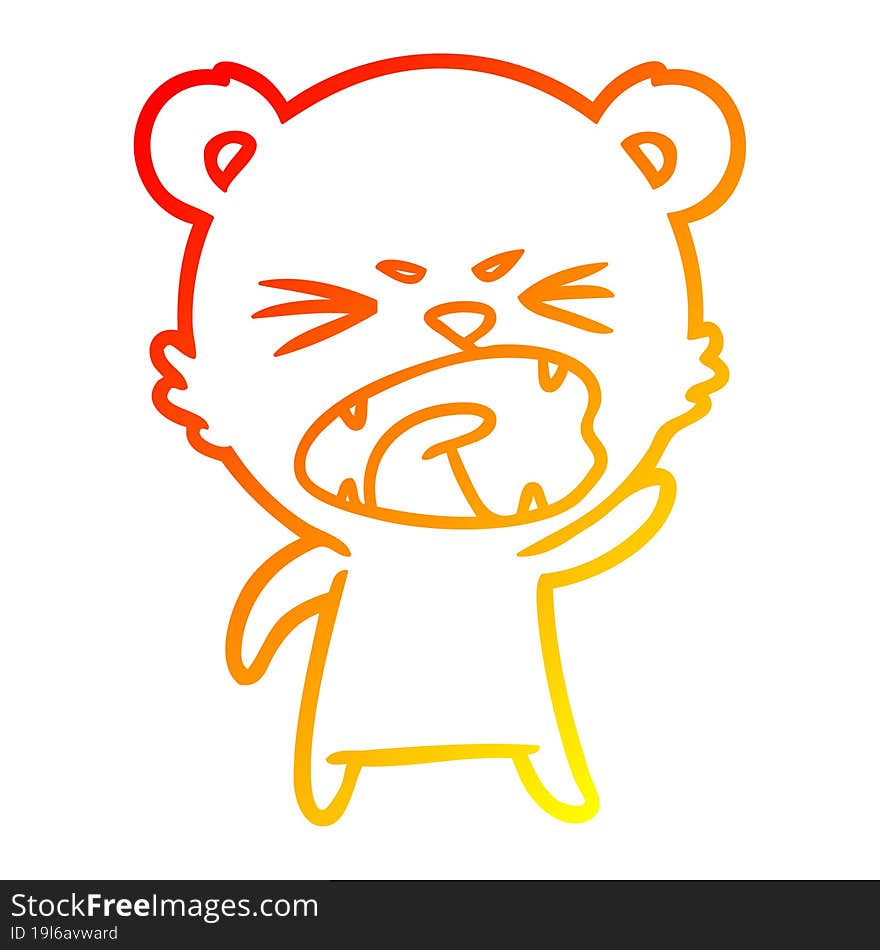 warm gradient line drawing angry cartoon polar bear