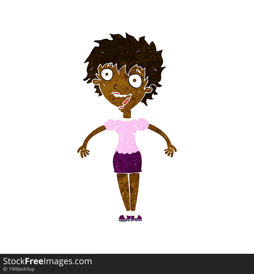 cartoon excited woman