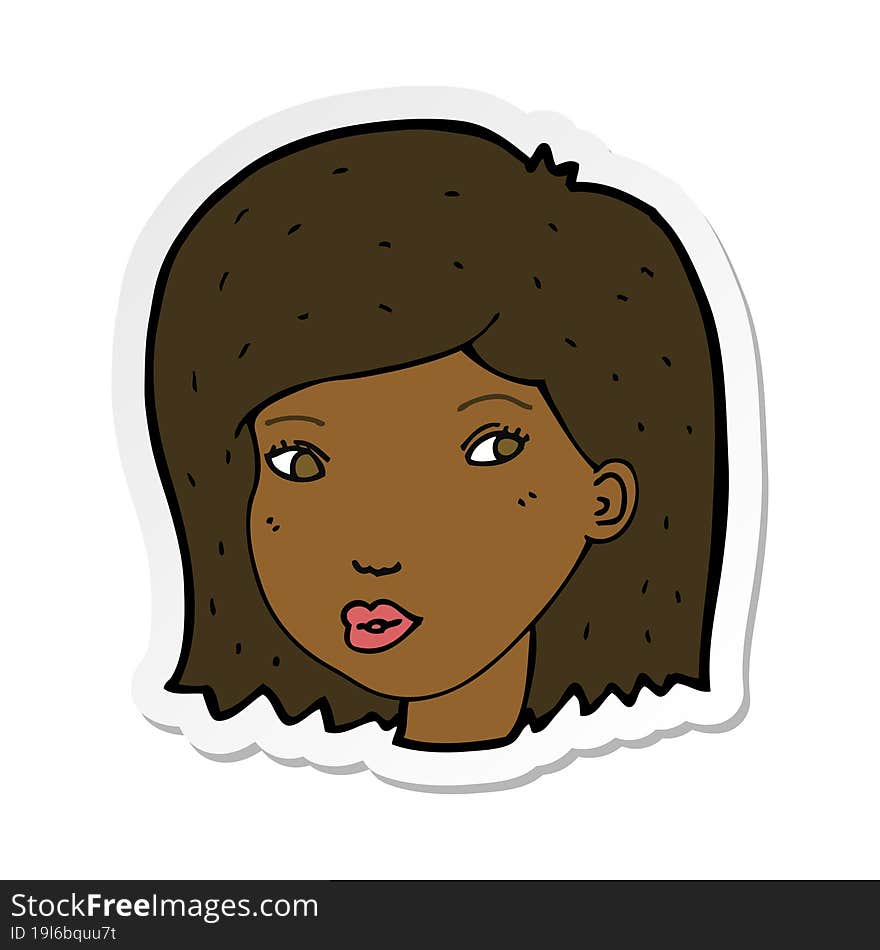 sticker of a cartoon female face