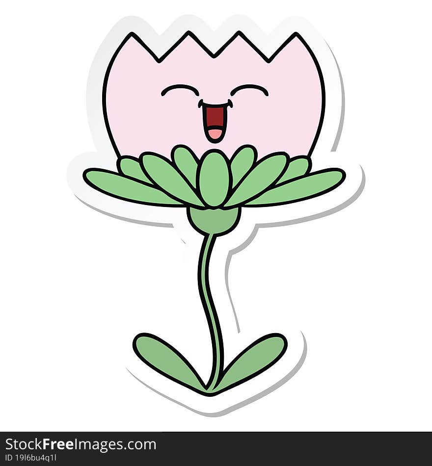 Sticker Of A Cute Cartoon Flower