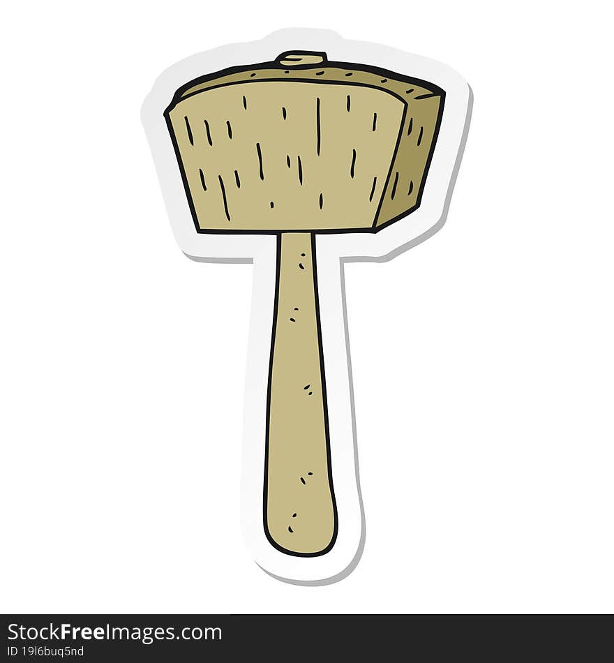 sticker of a cartoon wooden mallet