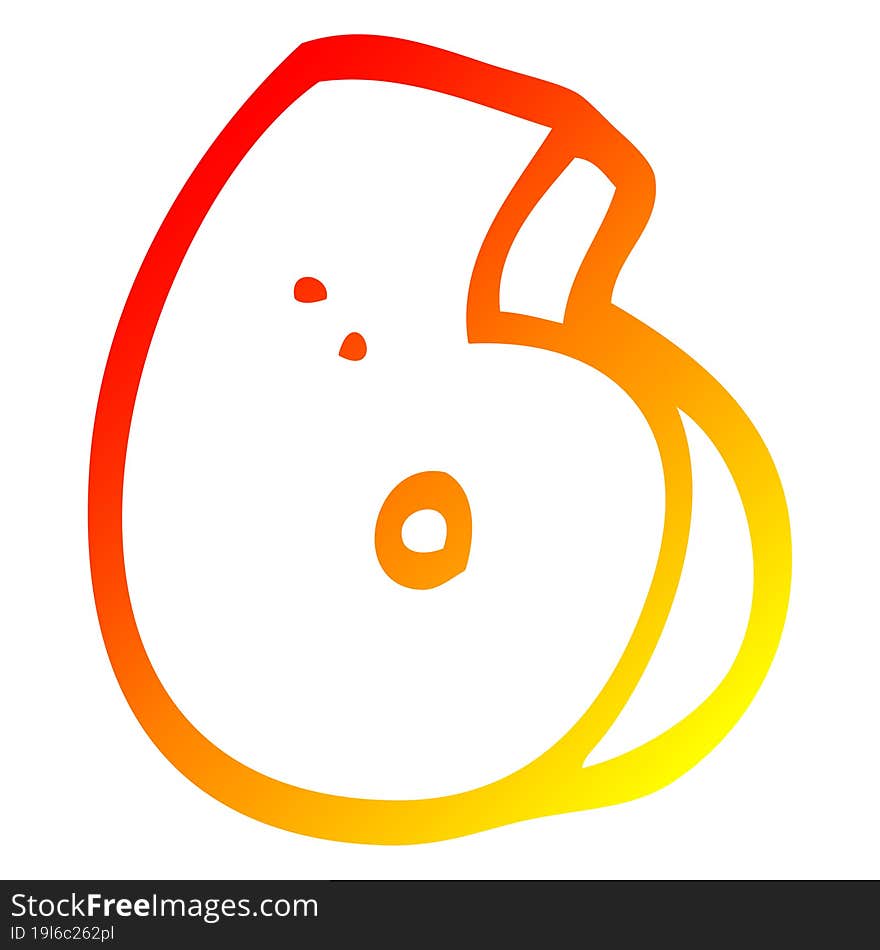 warm gradient line drawing of a cartoon number six