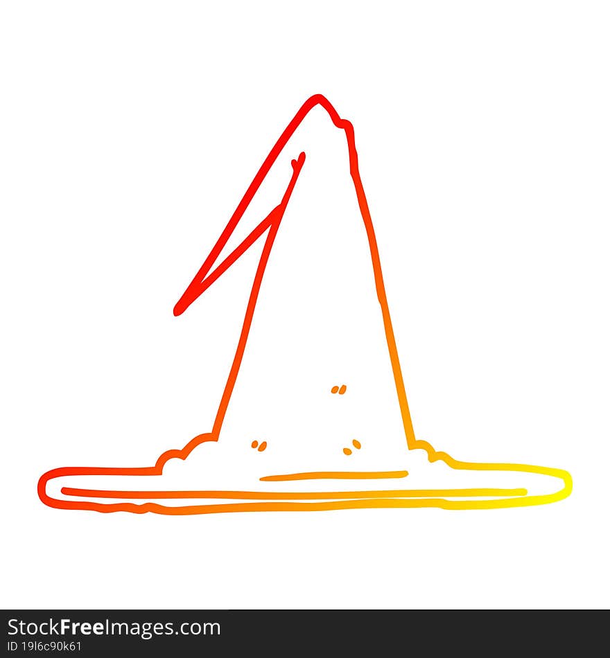 warm gradient line drawing cartoon witch hat