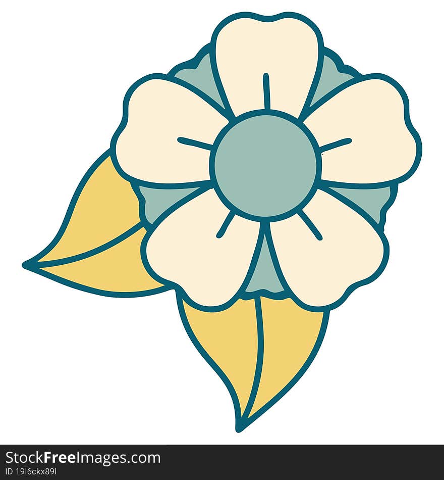 iconic tattoo style image of a flower. iconic tattoo style image of a flower