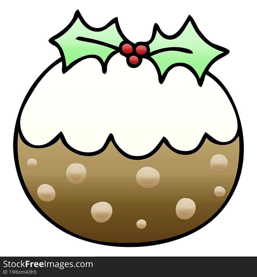 Quirky Gradient Shaded Cartoon Christmas Pudding