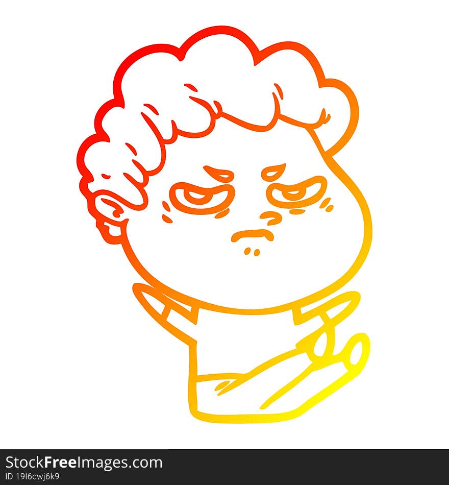 Warm Gradient Line Drawing Cartoon Angry Man