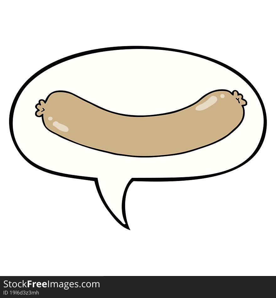 cartoon sausage and speech bubble