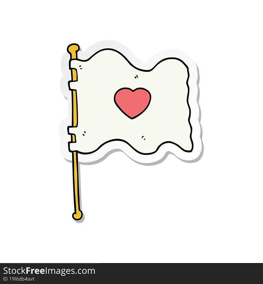 sticker of a cartoon flag with love heart