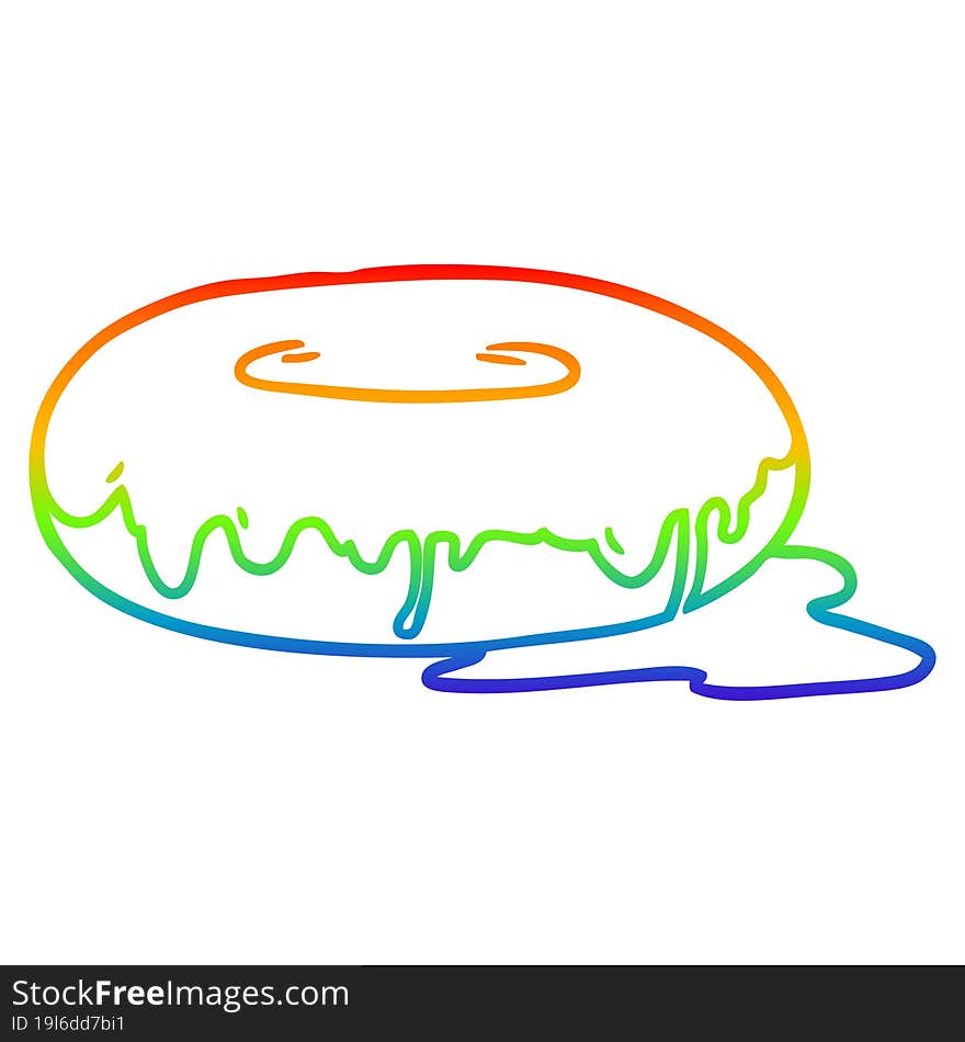 rainbow gradient line drawing of a Cartoon donut