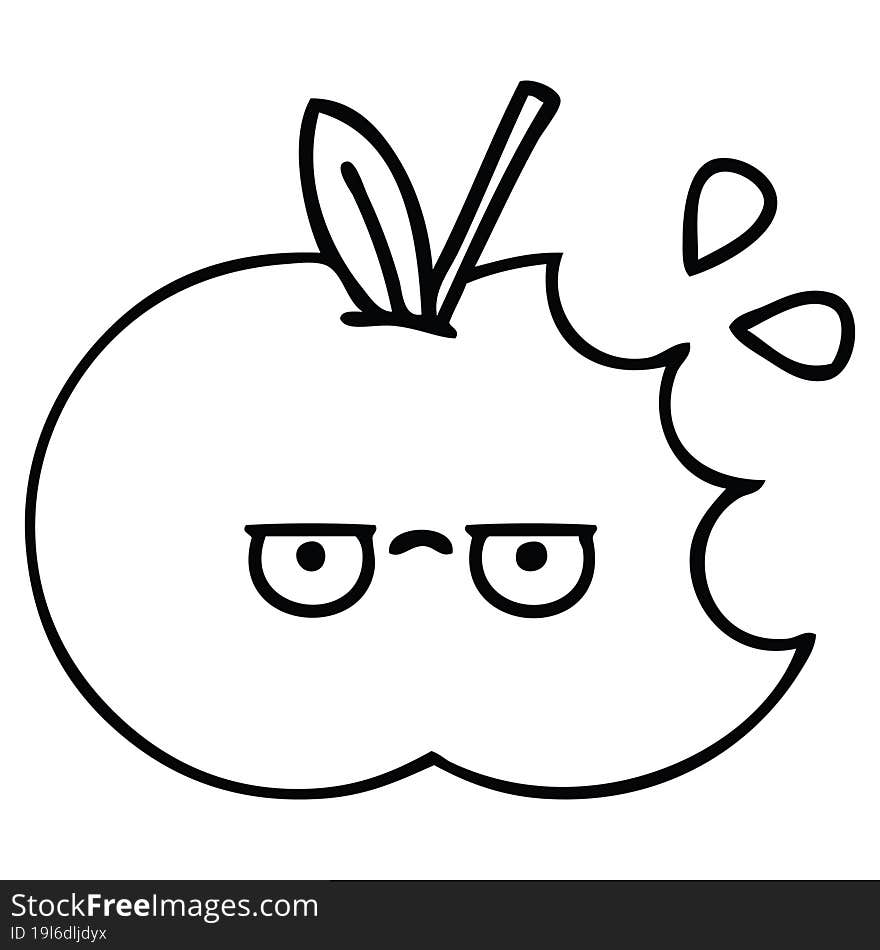 Line Drawing Cartoon Red Apple