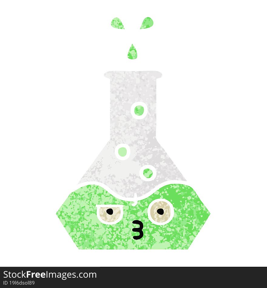 retro illustration style cartoon science beaker