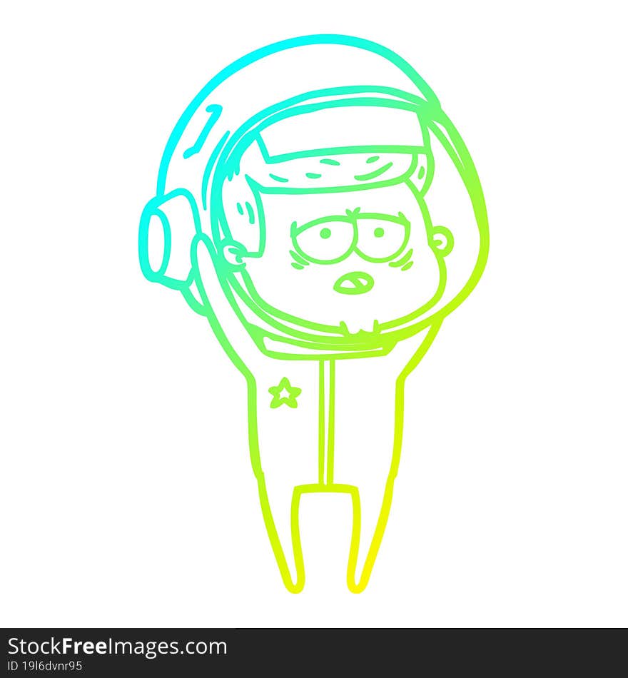 cold gradient line drawing cartoon tired astronaut