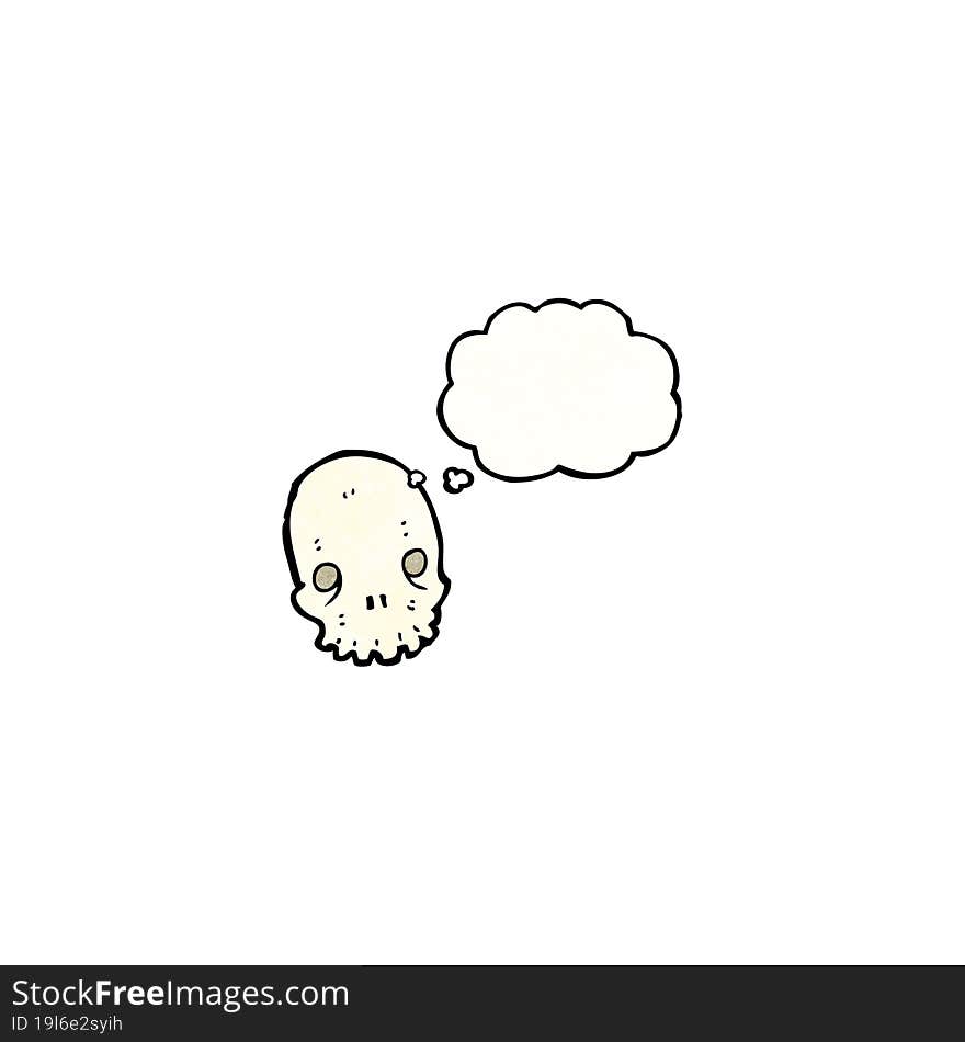 cartoon skull with thought bubble