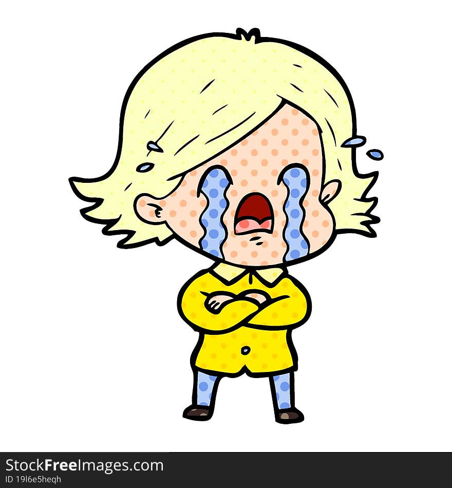 cartoon woman crying. cartoon woman crying