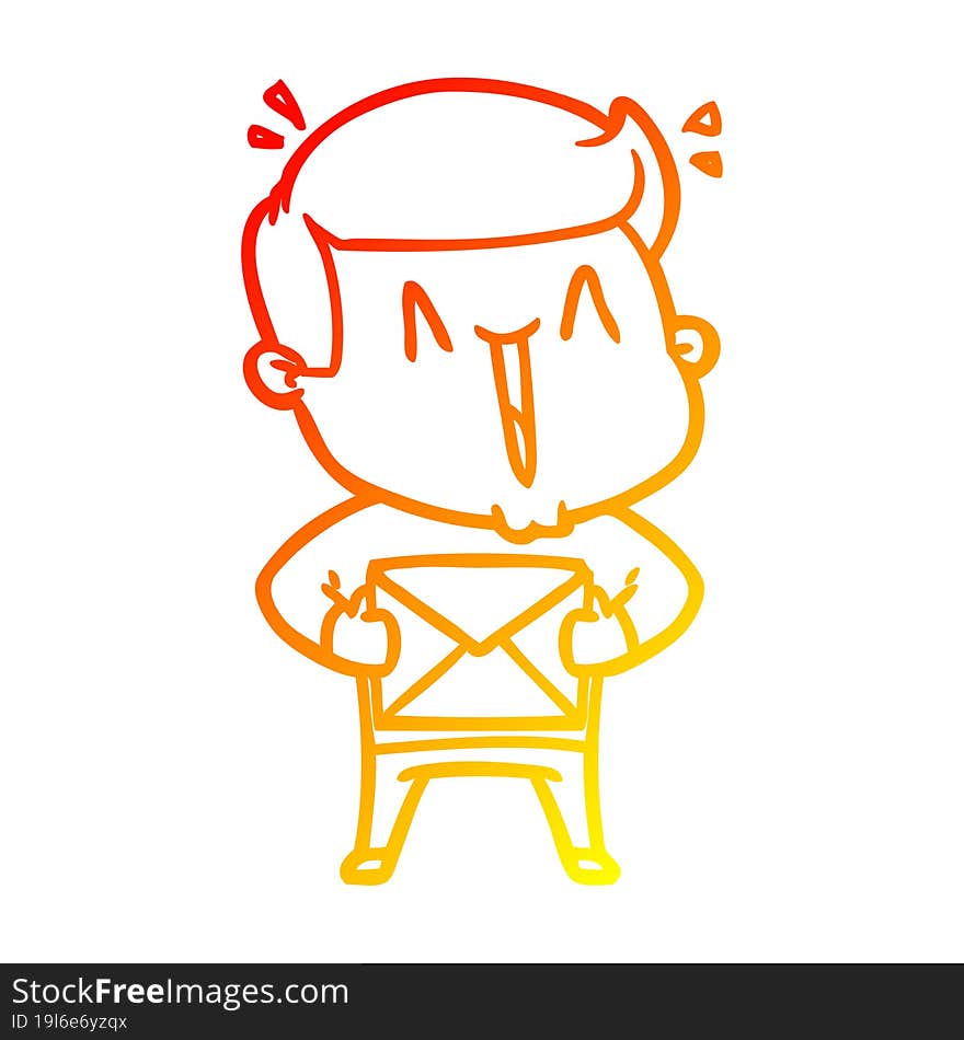 warm gradient line drawing cartoon excited man