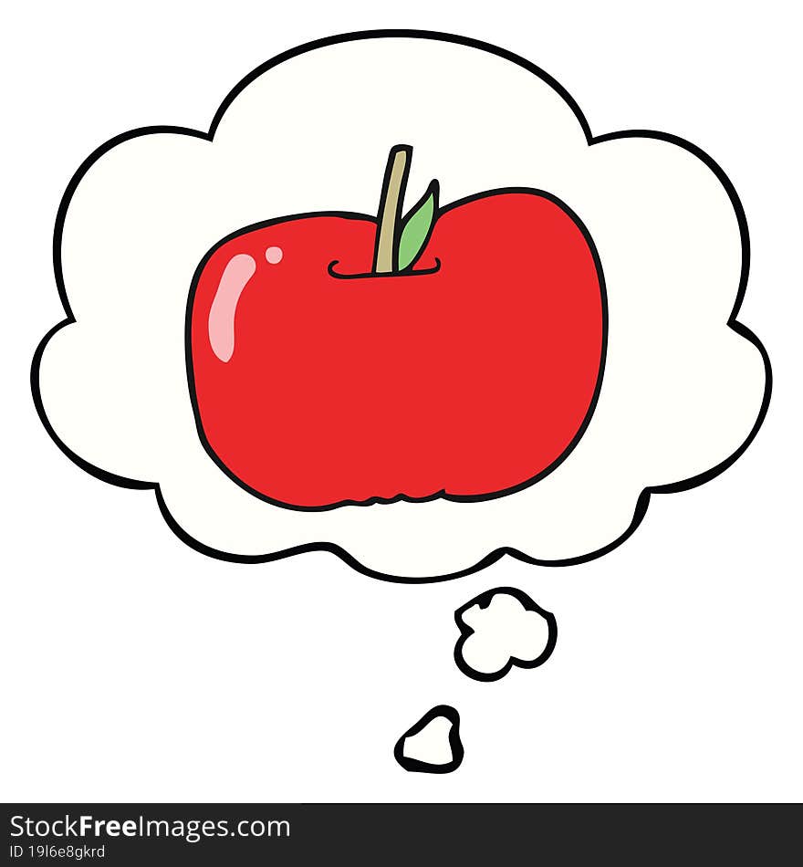 cartoon apple and thought bubble