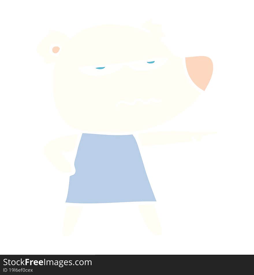 flat color style cartoon angry bear polar girl pointing