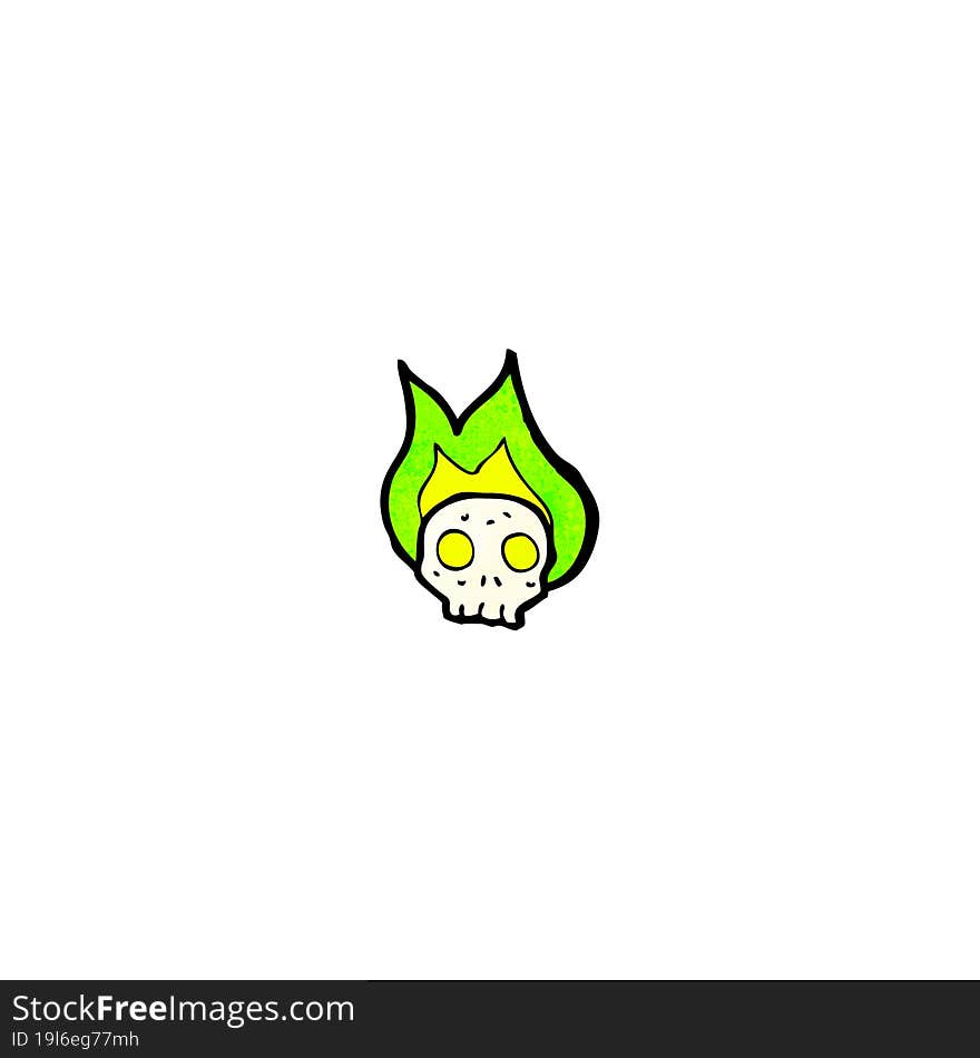 flaming spooky skull cartoon