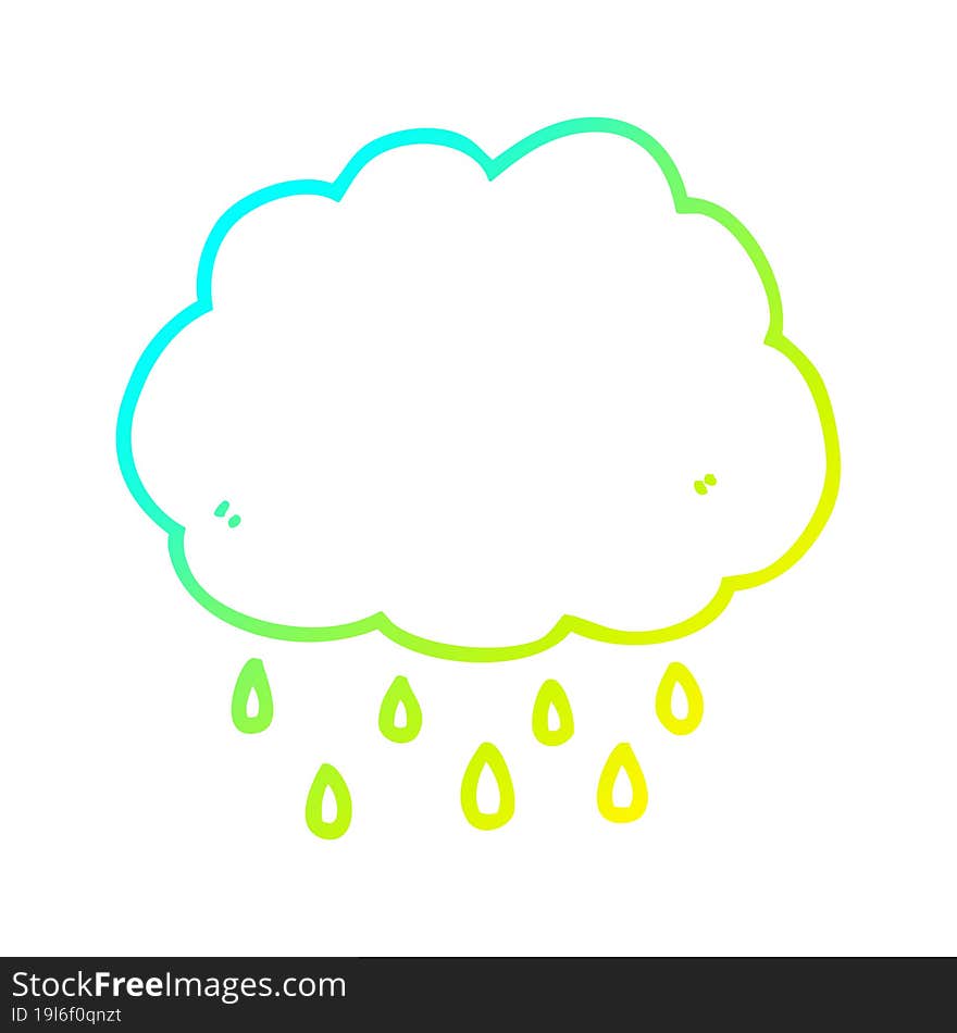 cold gradient line drawing cartoon rain cloud