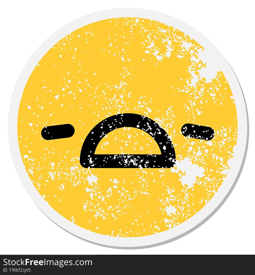 unhappy face circular sticker