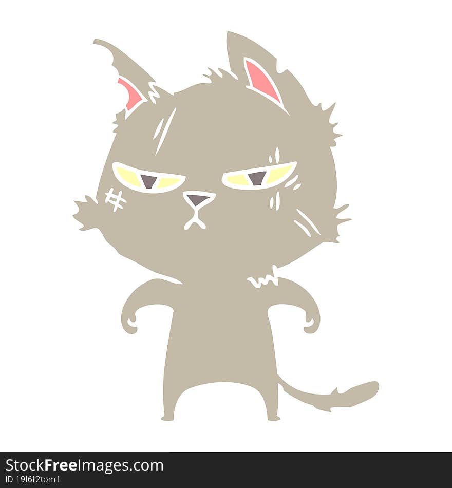 Tough Flat Color Style Cartoon Cat