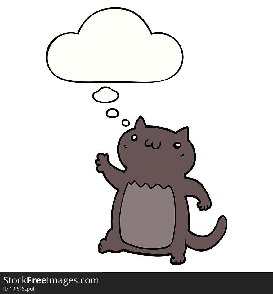 cartoon cat with thought bubble. cartoon cat with thought bubble