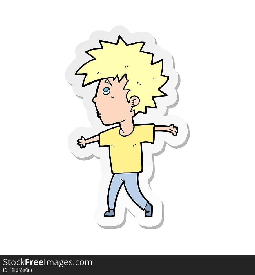 Sticker Of A Cartoon Boy