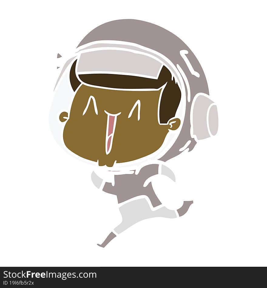 Happy Flat Color Style Cartoon Astronaut