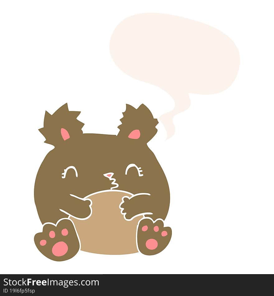 cartoon bear with speech bubble in retro style